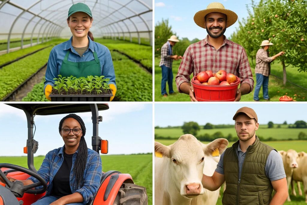 Employer working in the farm