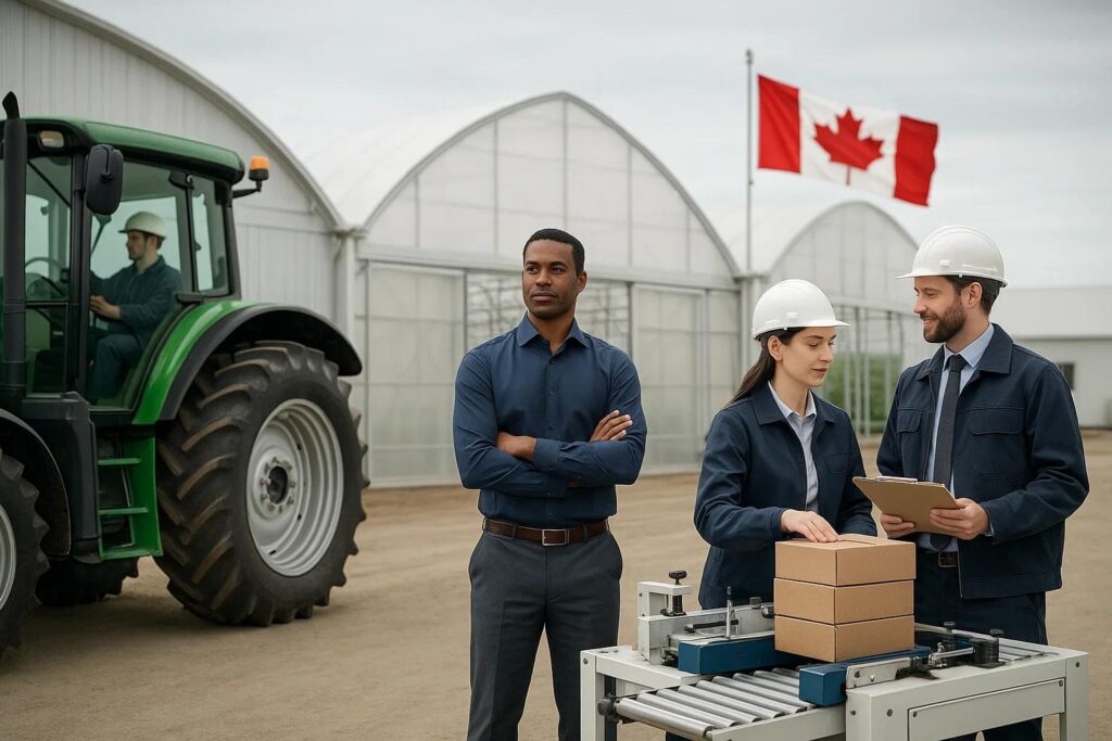 Canadian farm workplace with employees